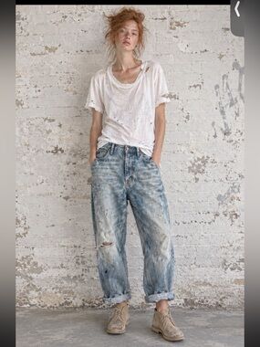 Scotch and Soda Dean Loose Taper in distressed bleach wash